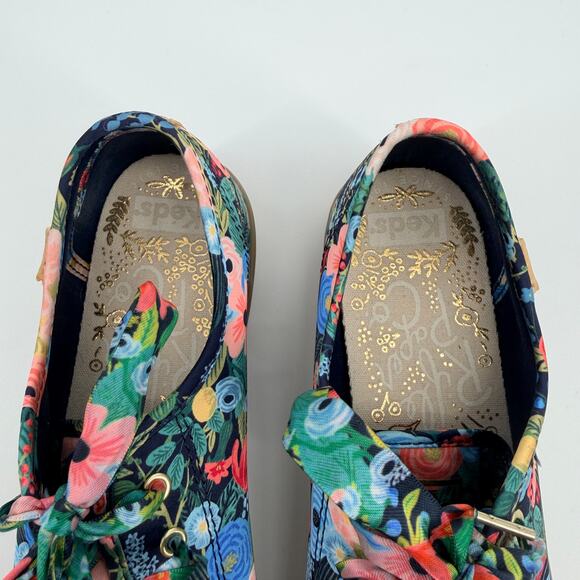 Keds x Rifle Paper Co. Womens 7.5 Colorful Satin Floral Platform Sneakers Shoes - Picture 5 of 12